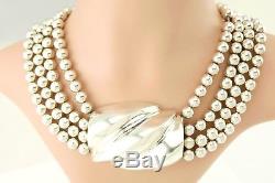 Vtg Sterling Silver Patricia Von Musulin HUGE Modernist Necklace and Earring Set