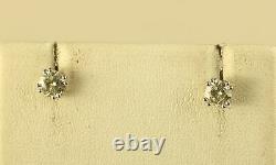 Vtg Sterling Silver Round cut Moissanite Fire Platineve 1.00 ctw Stud Earrings