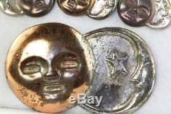 Vtg William Spratling Sterling Silver Copper Moon Sun Earrings Pin Pendant