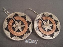 Wedding Basket Vintage Navajo Sterling Silver Earrings Old Pawn
