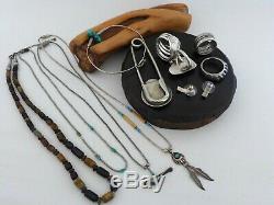 X11 Lot Vintage Native American Navajo Sterling Turquoise Necklace Ring Bracelet