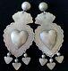 Xxl Large Vintage Style Mexican Sterling Silver Heart Milagro Charm Earrings