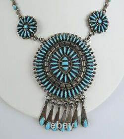 Zuni L E VTG 1970s Petite Point sterling silver turquoise necklace earrings