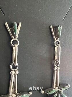 Zuni Lorraine Waatsa Earrings Vintage Sterling Silver Turquoise Petit Point 925
